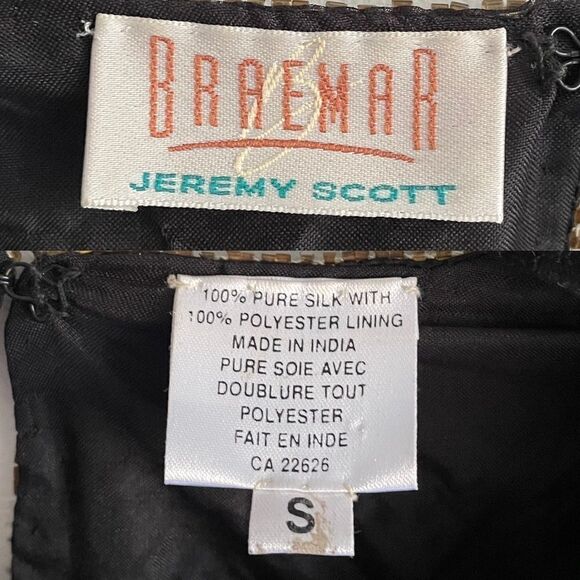 VINTAGE Braemar Silk Blouse Embellished Beading Sequins Black S - Picture 7 of 7